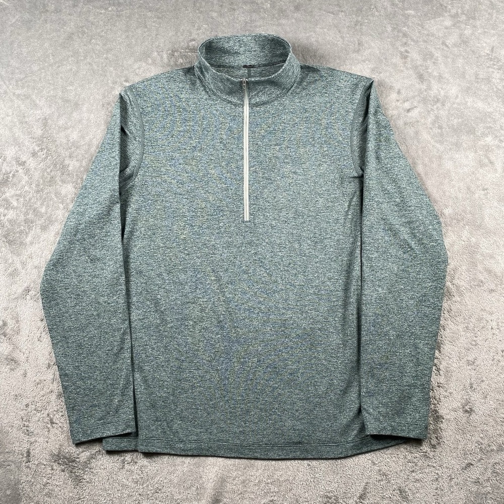 Lululemon Soft Jersey Half Zip Mens Size XL Heathered Green Long Sleeve Athletic